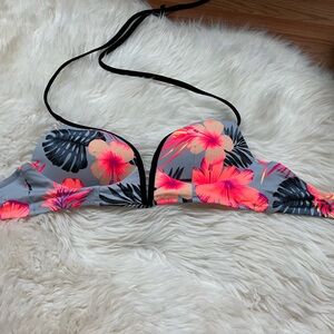 PINK Victoria's Secret Neon and Gray Bikini Top